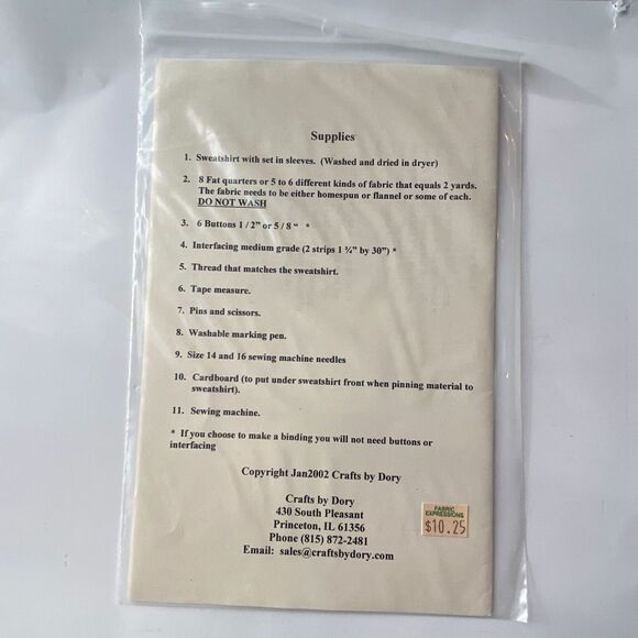 Crafts by Dory Pattern Dorys Cardigan Sweatshirt 2002 Patchwork Wearable Art - Picture 4 of 5